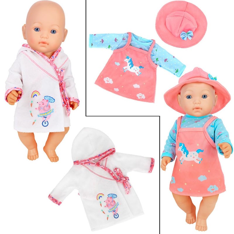 iBayda 7 Sets Baby Doll Clothes & Accessories Include Rompers, Dresses and Hats for 14-16 Inch (35-43cm) Newborn Dolls (Doll Not Included) - Image 4